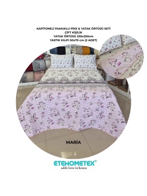 ETEHOMETEX Battal Boy Pamuklu Kapitoneli Yatak Örtüsü Seti MARİA 8696474232118